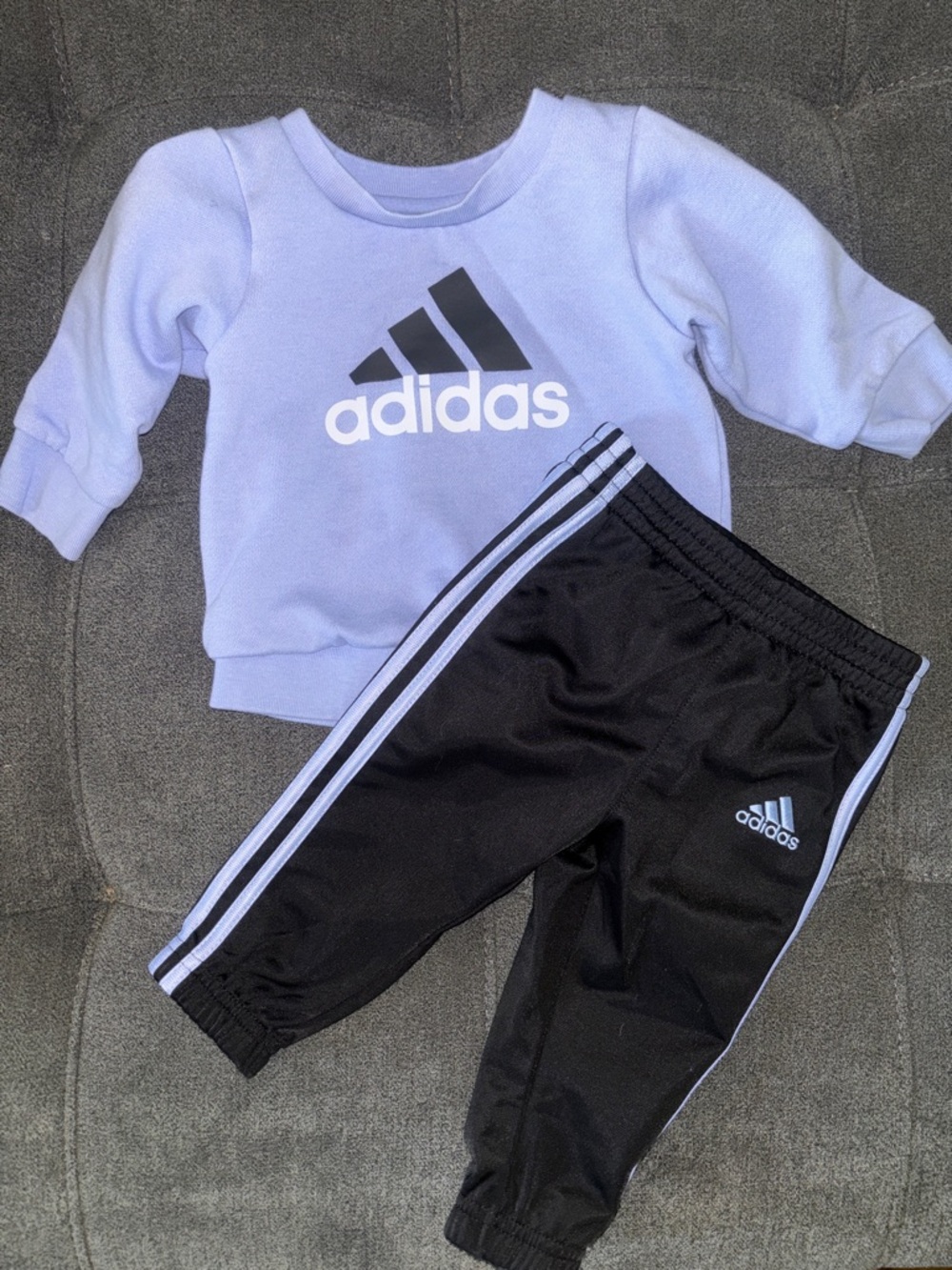 Adidas Park Pullover Sweatshirt + Track Pants 2Pc Set - 6Mo.